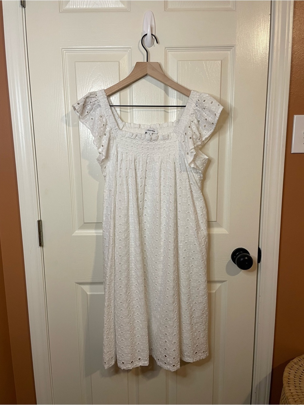 Nordstrom Eyelet Cottagecore Prairie Mini Dress in White Size XS